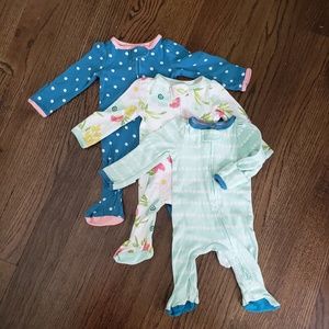 Set of 3 - Cloud Island Baby Girl Sleeper Pajamas